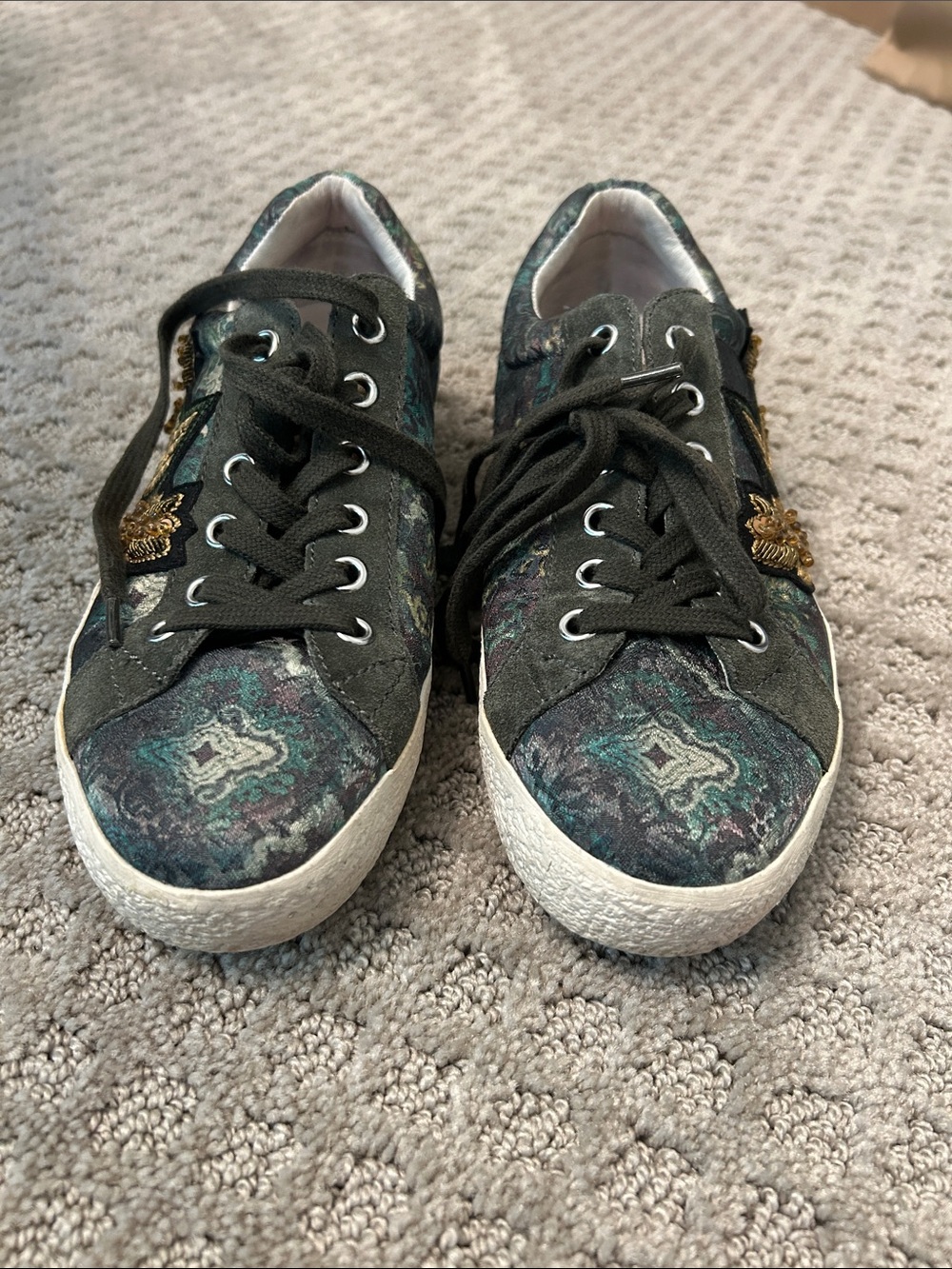 Ash Women's Black Teal Patterned Sneakers